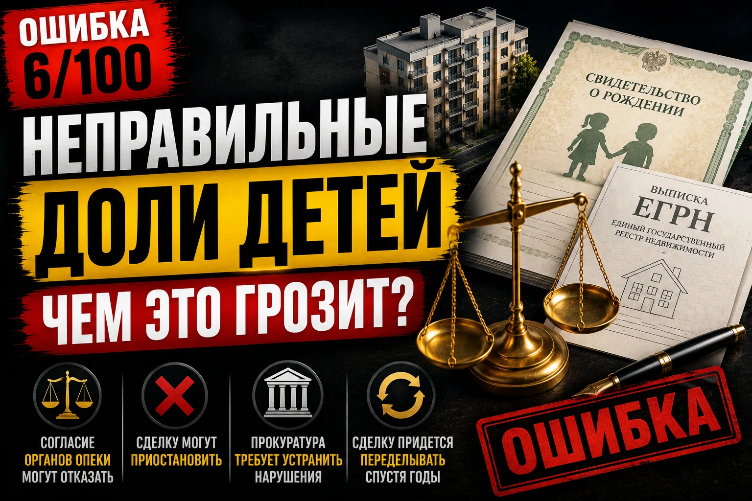 Ошибка 6 из 100 - Неправильно посчитали доли детей