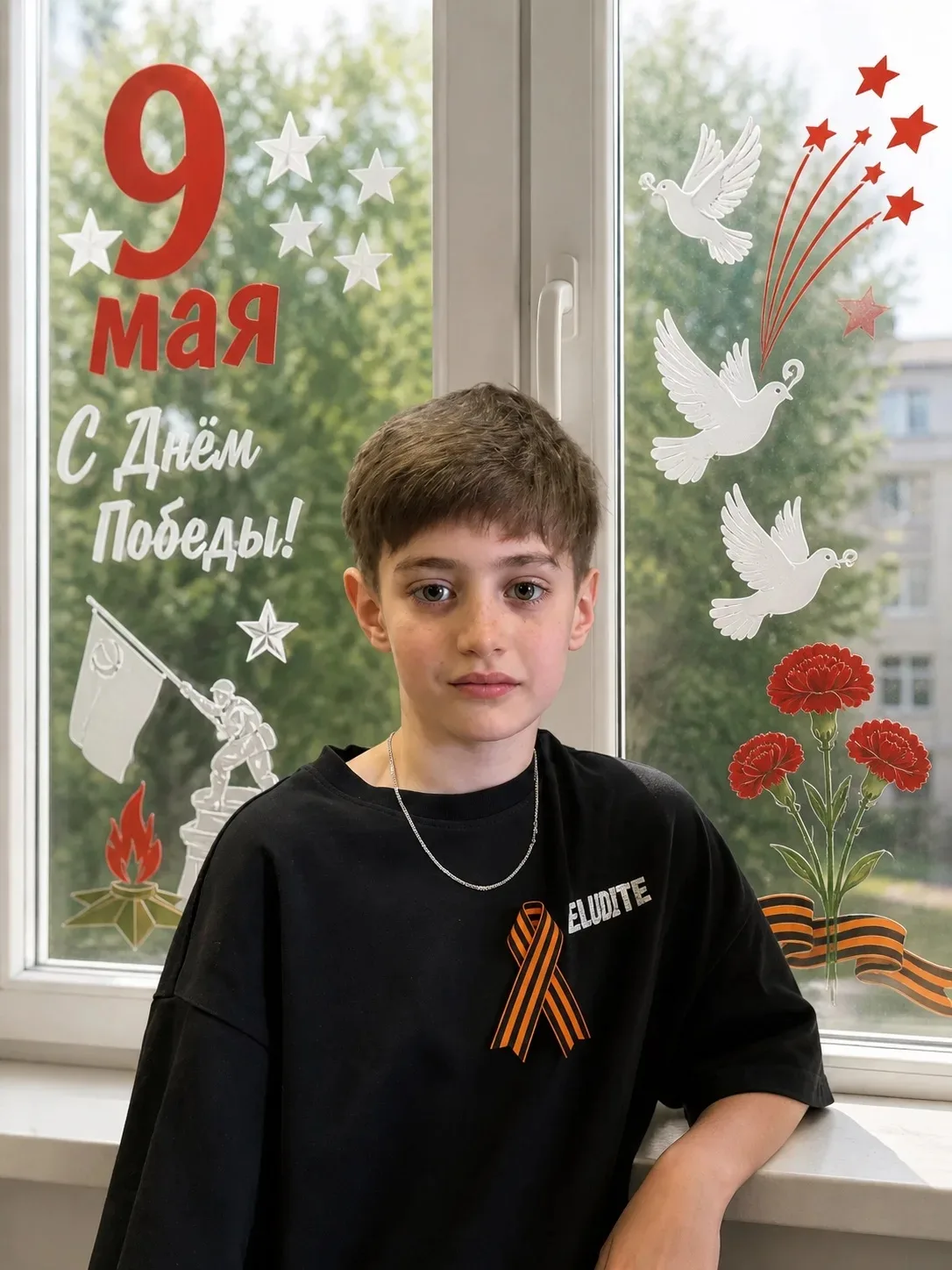 ✨ Акция «Окна Победы»: память в каждом доме! ✨  Ученики 1 «А» и 3 «Д» не остались в стороне от важно