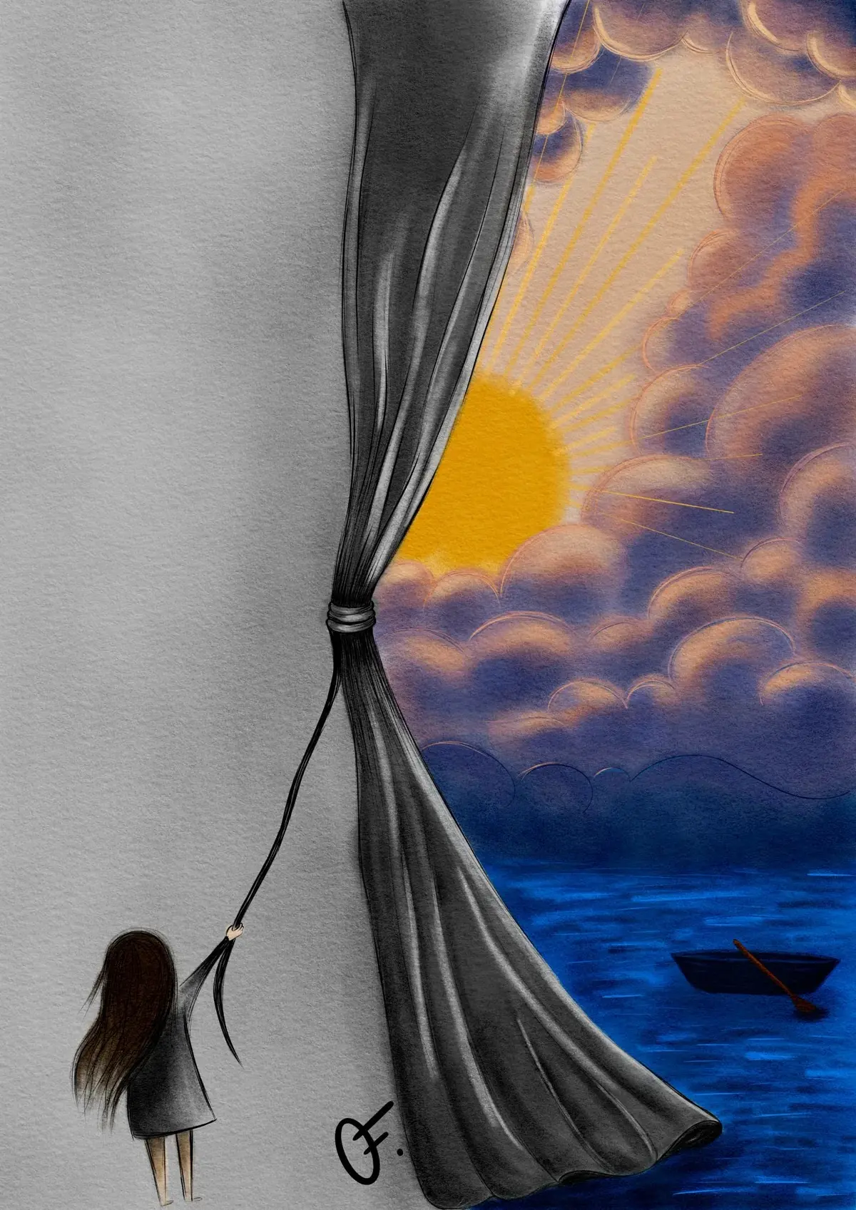 Еᴄᴧи ᴛы ᴨᴏниʍᴀᴇɯь ϶ᴛᴏᴛ ᴛᴇᴋᴄᴛ, ᴛʙᴏй уᴩᴏʙᴇнь B2

A little girl is pulling back a dark curtain to revea