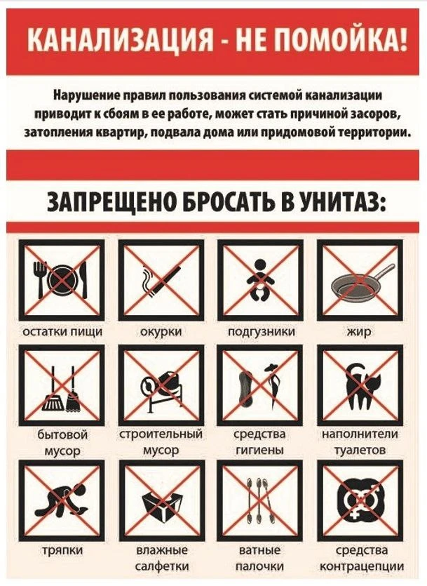 Некоторые жители считают, что унитаз и раковину можно использоваться как мусоропровод, ...