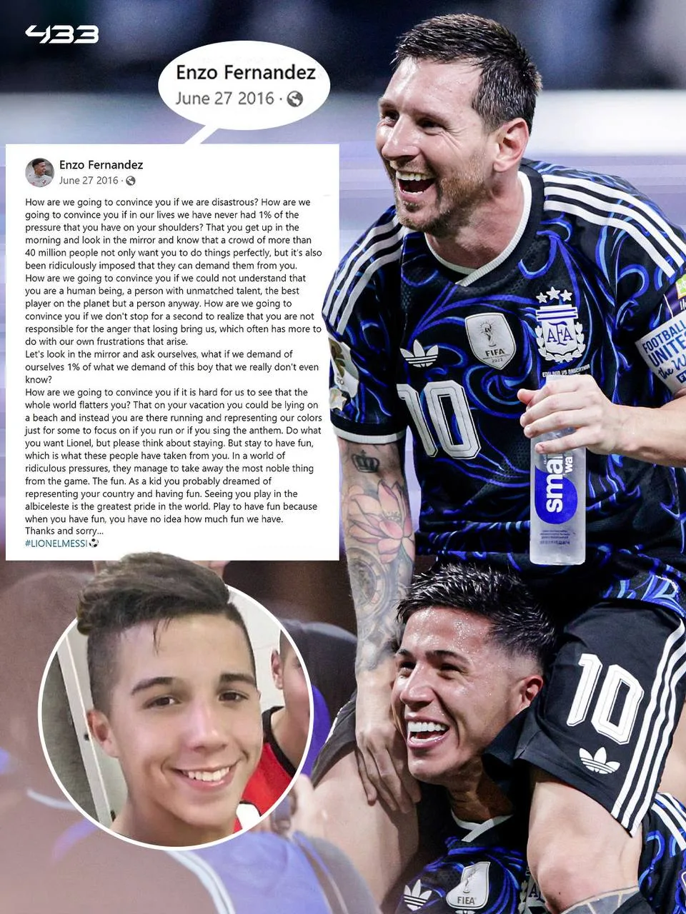 Enzo always knew how 𝒔𝒑𝒆𝒄𝒊𝒂𝒍 Messi was 🩵✨