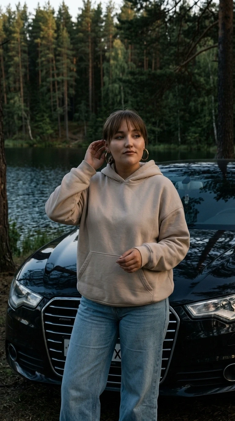 Создано с помощью сервиса У машины на берегу озера