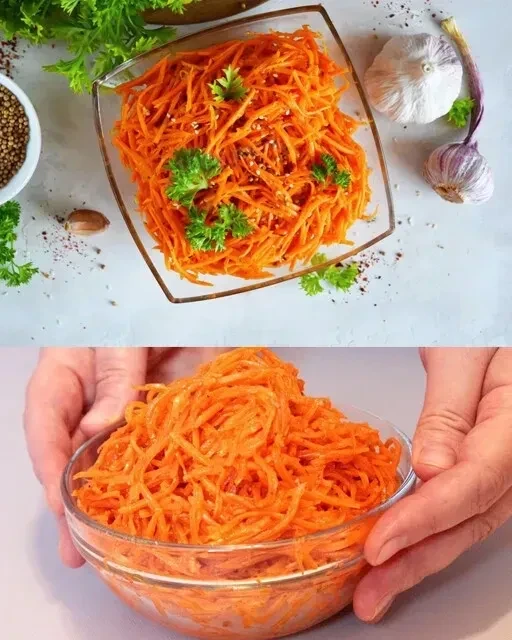 🥕 Морковь по-корейски - лучше, чем в магазине!  📝 Ингредиенты: 🔸 Морковь (натёртая на специальной тё