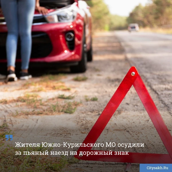 🧑‍⚖️ В Южно-Курильском районе водитель спьяну сел за руль и сбил дорожный знак. Теперь...
