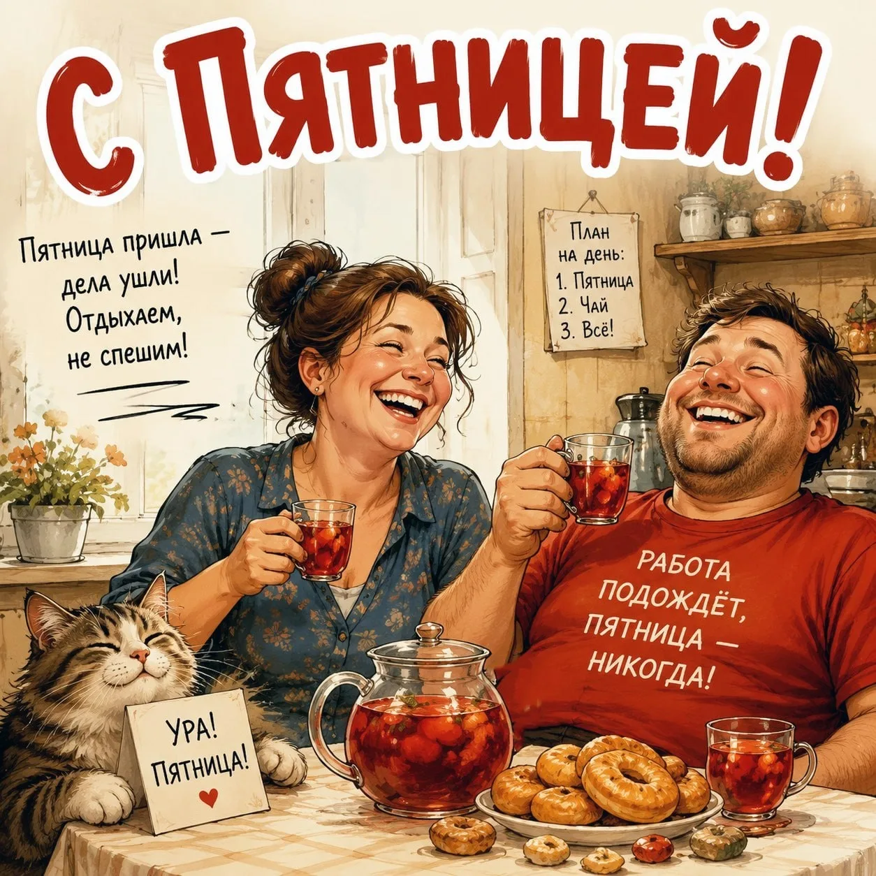 ☀️ С пятницей, друзья! ☀️

Вот и наступил долгожданный день — впереди выходные! Пусть сегодня все де