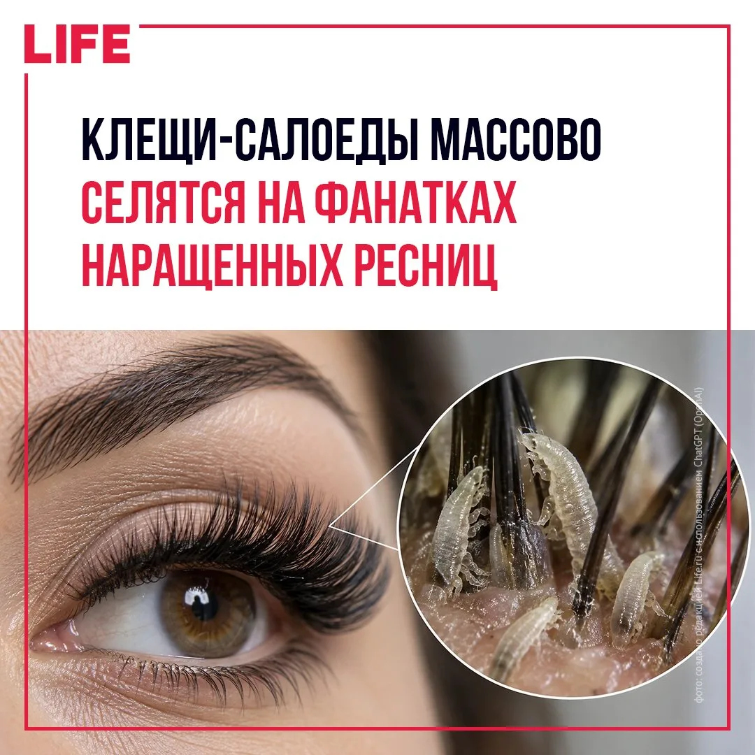 У 24 из 25 женщин, которые регулярно наращивали ресницы, под микроскопом обнаружили кле...