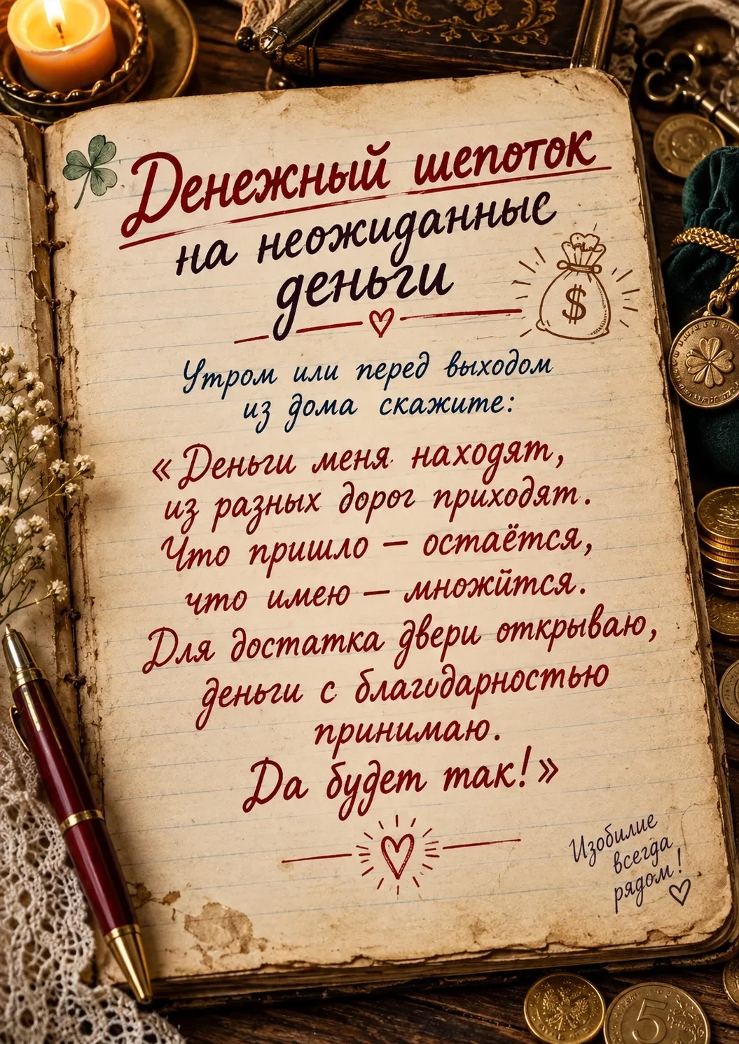 💰 Произнесите этот шепоток утром или перед выходом из дома, когда настраиваетесь на де...