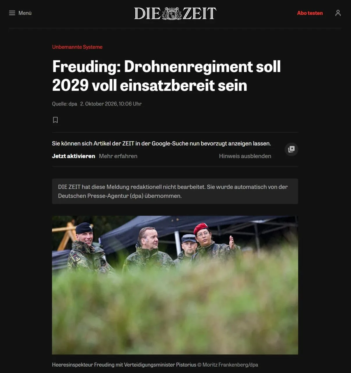 🇩🇪🛑🚀 #Бундесвер рассчитывает довести новый полк беспилотников до полной боевой гото...