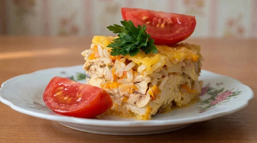 Запеканка с РИСОМ и КУРИЦЕЙ 🍗