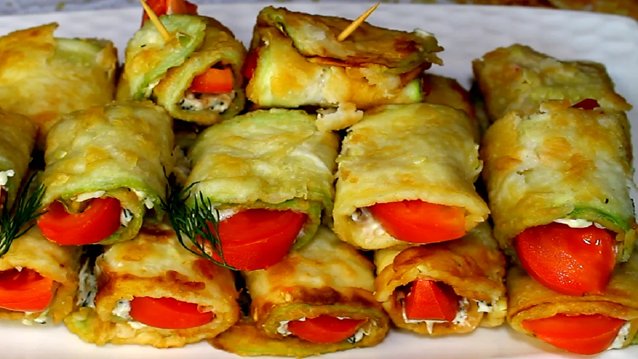 📌 Вкусные закусочные рулетики "Тещин язык" - отличная остренькая закуска из жареных кабачков
"Остры