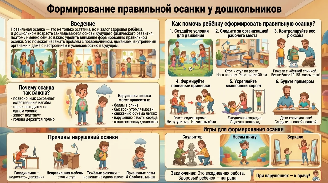 🧒 Формирование правильной осанки у дошкольников