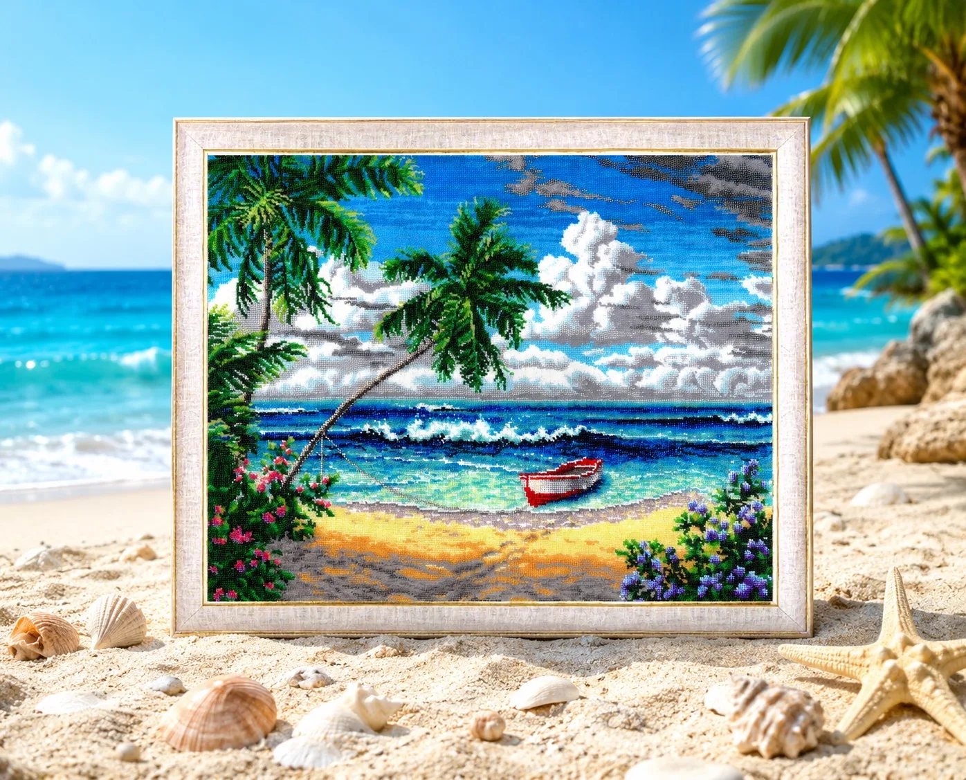 Тема отпусков до конца не раскрыта… пока вы не вышили «Райский уголок» 🌴✨

Море, тёплый песок, лёгк
