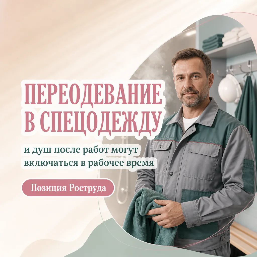 Включается ли в рабочее время переодевание в спецодежду и душ после работы? 👷‍♂️🚿

Да, по мнению Р