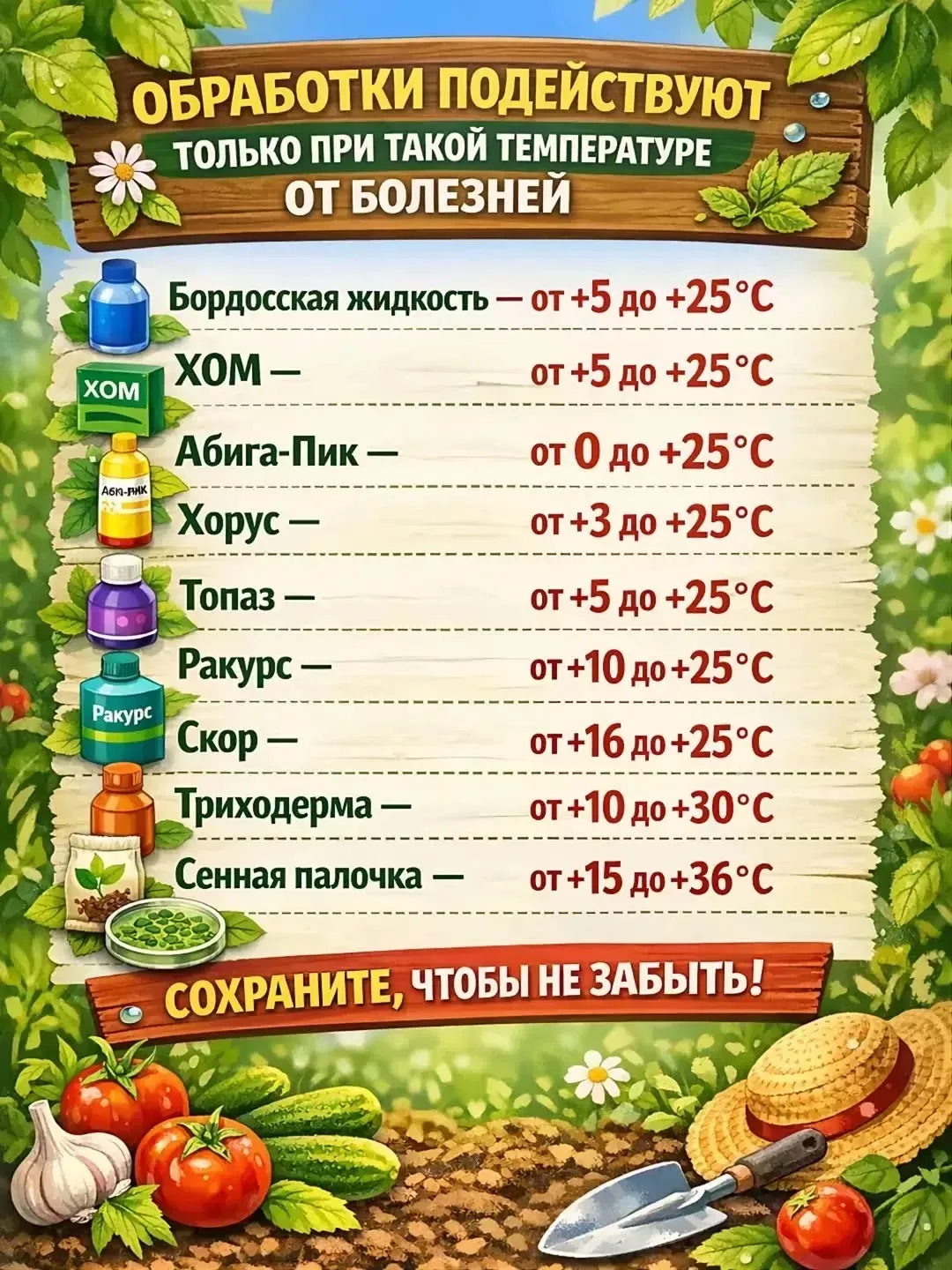 Рабочие температуры для обработок🌡️
