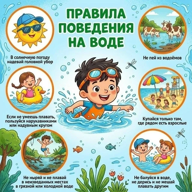Безопасность на воде в летний период — ключевая задача для родителей и детей.

Будьте внимательны! Б