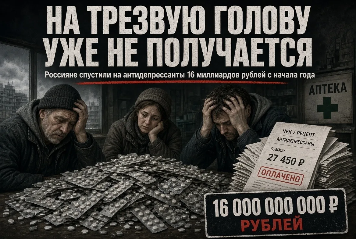 «НА ТРЕЗВУЮ ГОЛОВУ УЖЕ НЕ ПОЛУЧАЕТСЯ»: РОССИЯНЕ СПУСТИЛИ НА АНТИДЕПРЕССАНТЫ 16 МИЛЛИАРД...