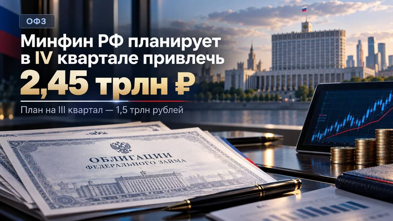 🇷🇺 Новость: Минфин планирует в 4 квартале привлечь через размещение ОФЗ 2,45 трлн руб...