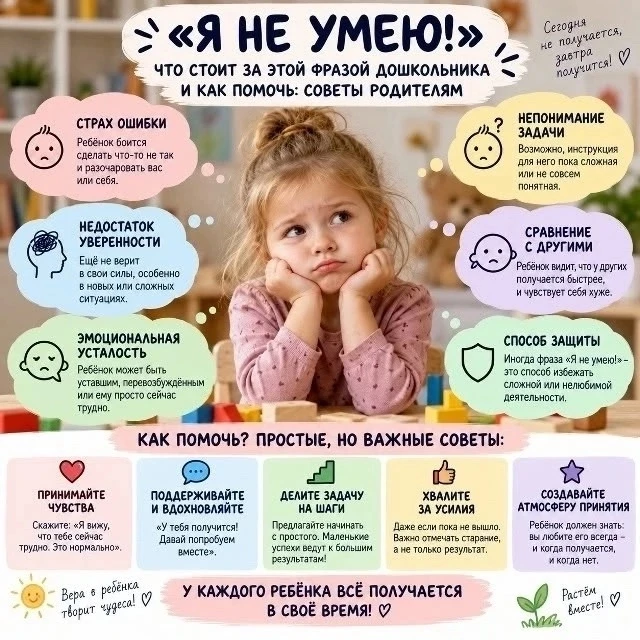💬 «Я НЕ УМЕЮ!» Что стоит за этой фразой дошкольника и как помочь