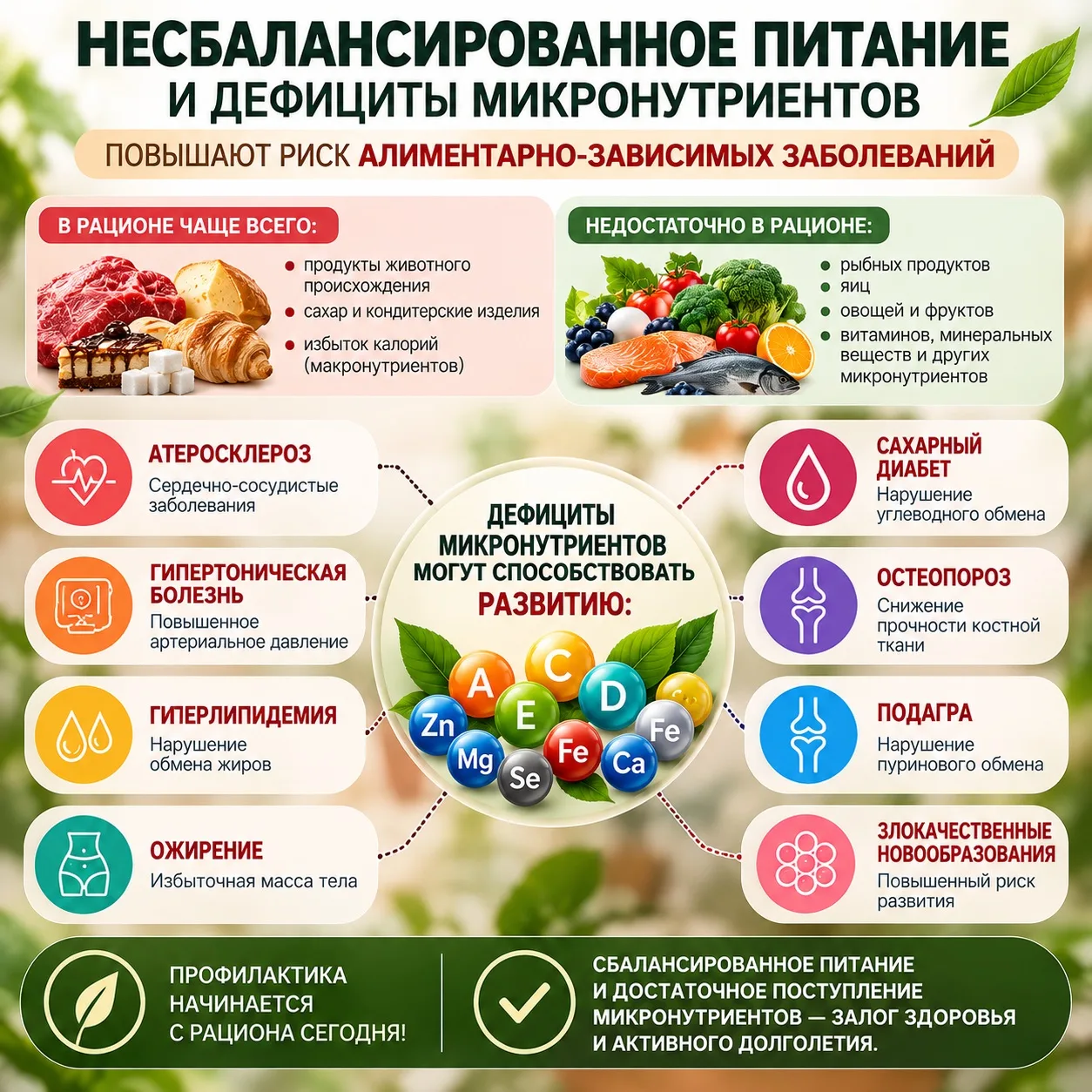 Посмотрите, риск каких заболеваний можно снижать, заботясь о полноценном питании уже се...