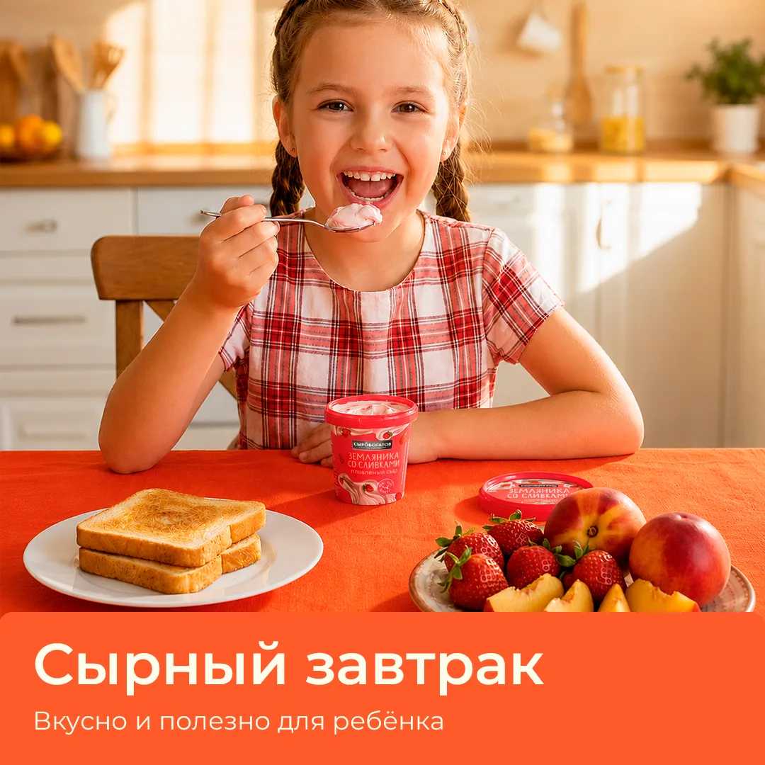 Нежный сыр «Земляника со сливками» дети готовы есть ложкой прямо из баночки. Если добав...