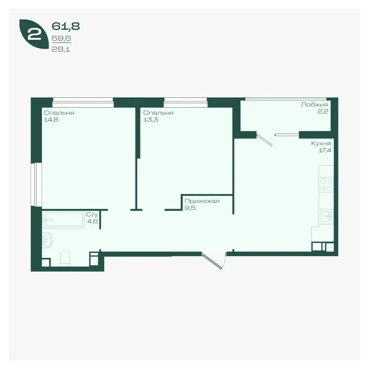 🏡 ЕВРО - 3, 61.80 м²
🛠 ПЧО
📅 Сдача – начало 2027 года
💰 Первоначальный взнос =1 465 772
🏦 Ипоте