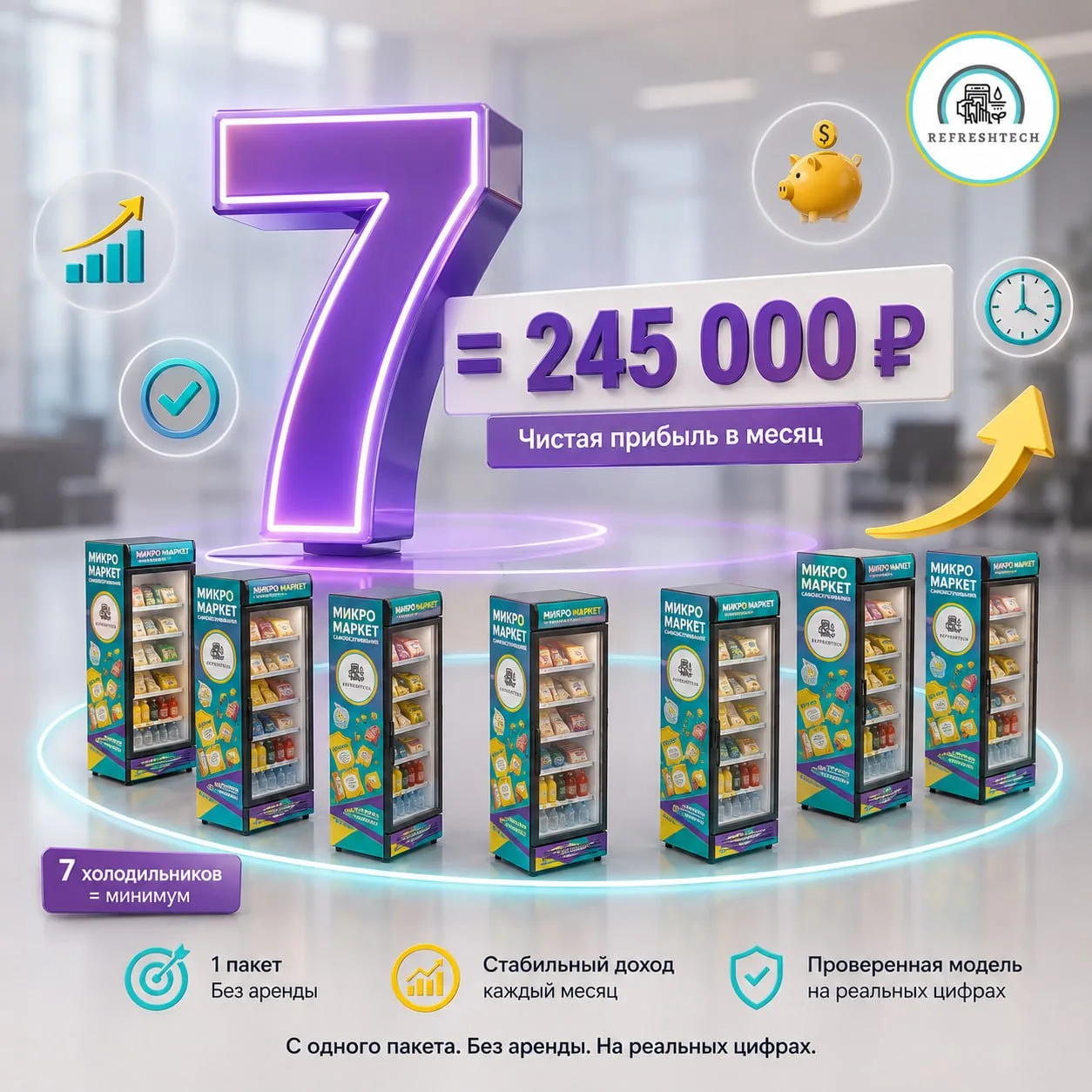 7 холодильников = 245 000 ₽ чистыми в месяц. Честный разбор цифр.