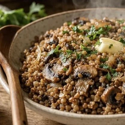 🍄 ГРЕЧКА С ГРИБАМИ — 130 ККАЛ

Простое блюдо, которое спасает, когда нет мяса или денег. Но настоль