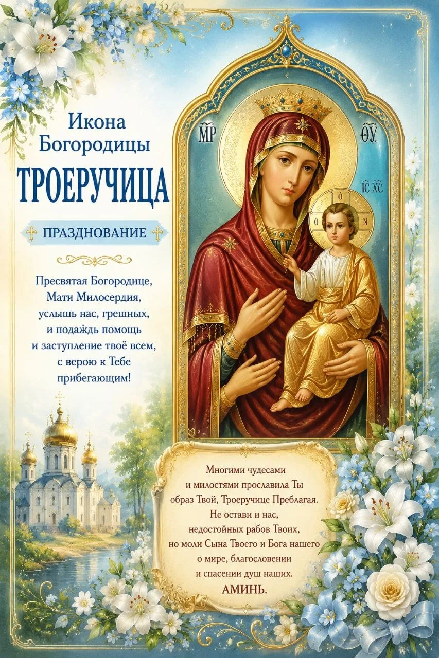 🕊 25 Июля День празднования Иконы Богородицы ТРОЕРУЧНИЦА 🕊