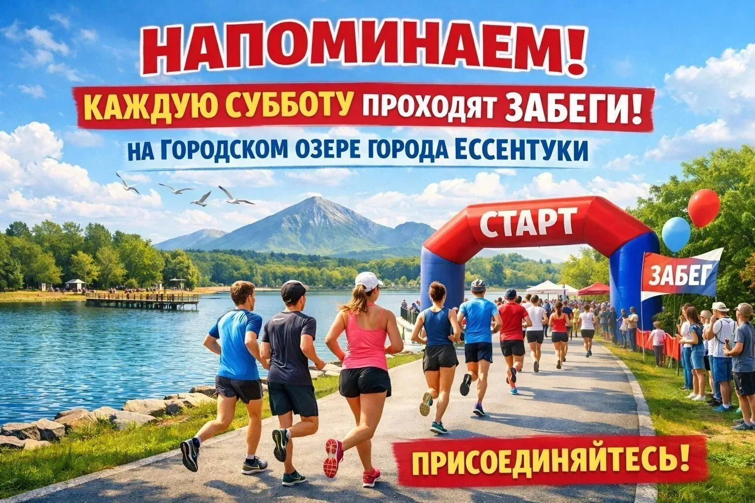 Напоминаем, что каждую субботу на Городском озере проходят забеги!

В эту субботу:
1  августа  2026 