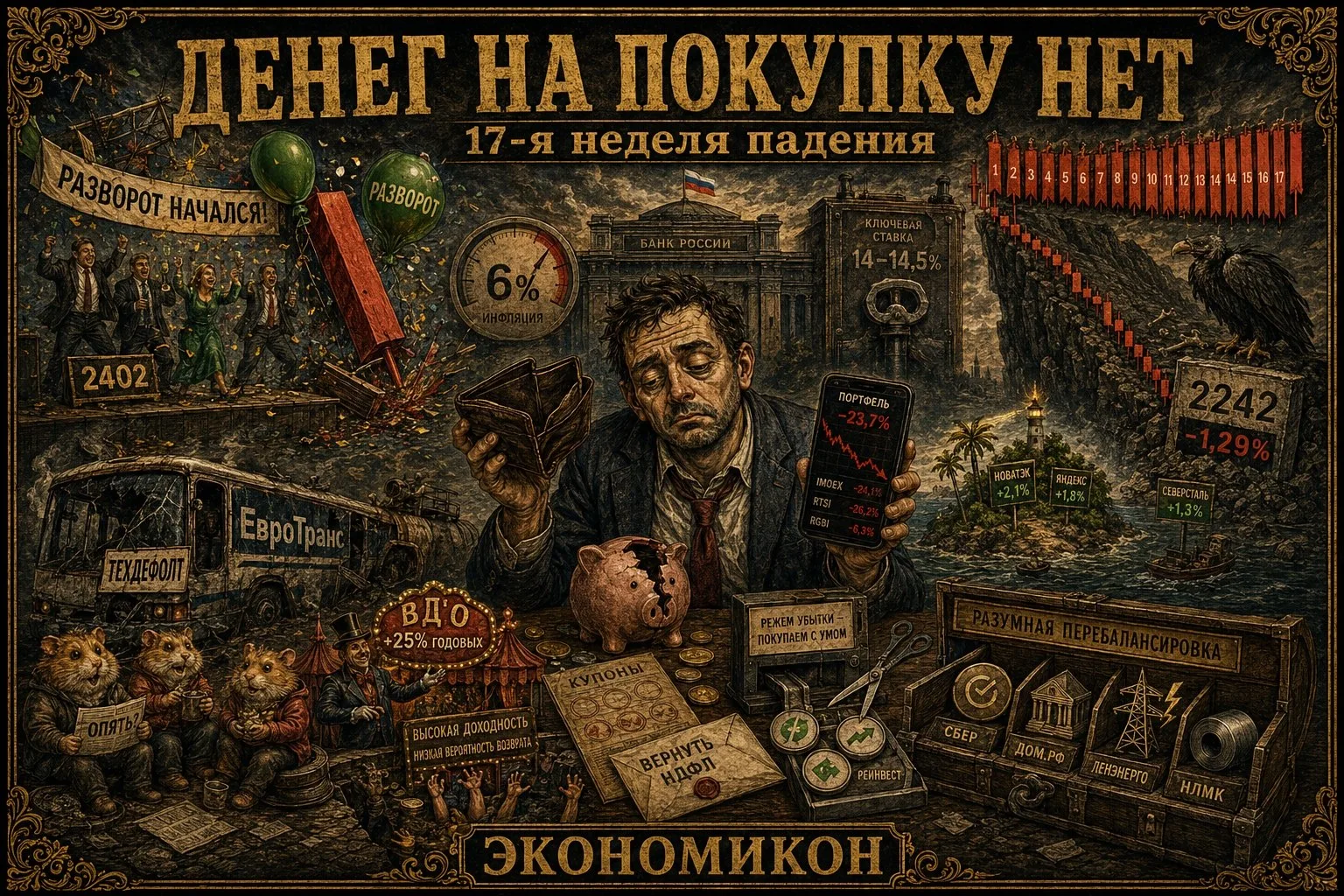 Всё хуже и хуже, а денег на покупку нет! 

17-я неделя падения, на этот раз потеряли 1,29% по индекс