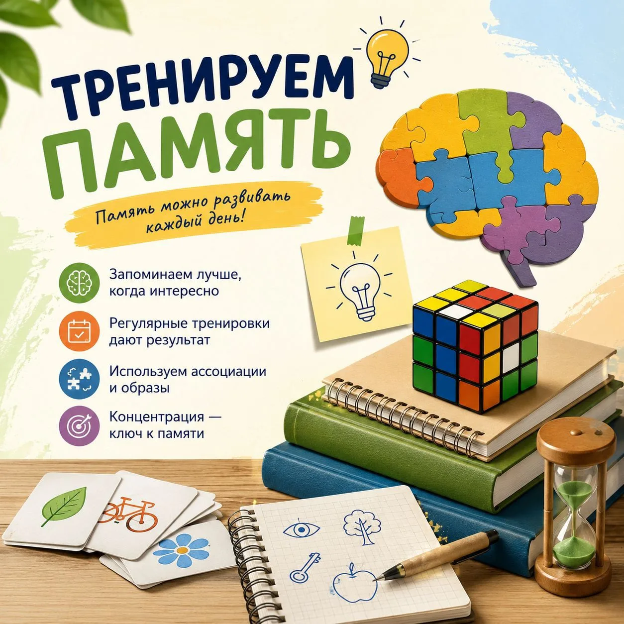 🧠✨ Тренируем память каждый день!
Хорошая память помогает быстрее учиться, легче запоминать новую ин