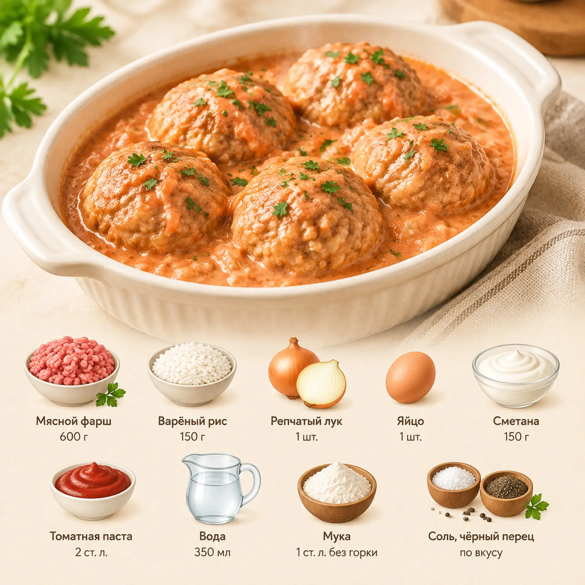 Тефтели в томатно-сметанной подливке 🤤