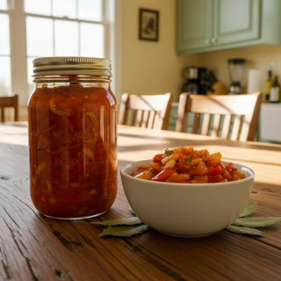 Лечо “Вкусное”

Это лечо — настоящая классика жанра, любимец каждой хозяйки! Банки с ярким “Вкусным 