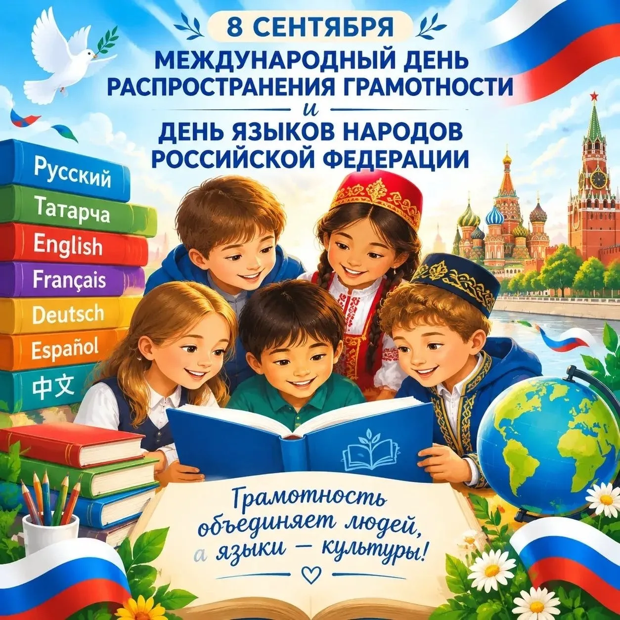 🇷🇺8 сентября — Международный день распространения грамотности и День языков народов Р...