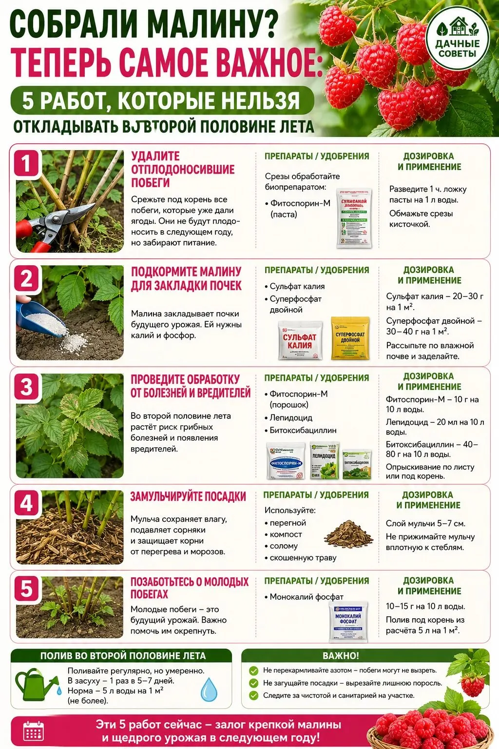 Собрали малину Теперь самое важное 5 работ, которые нельзя откладывать во второй полови...