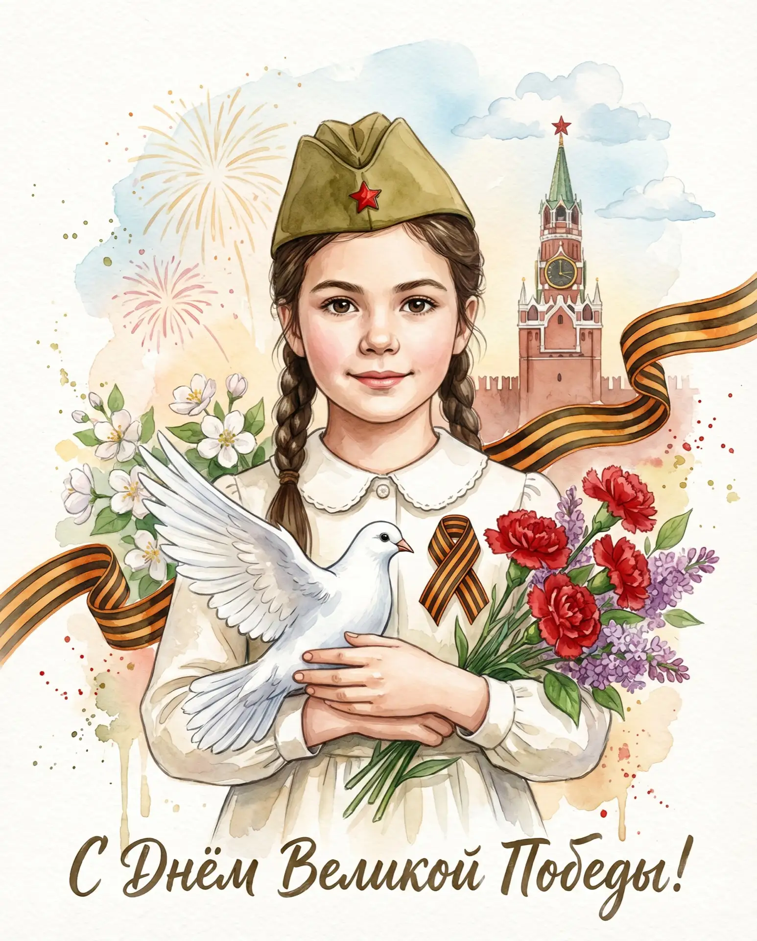 Открытка к 9 Мая 🎖️🕊️  Мы активно готовимся к майским праздникам и подготовили для вас новый шаблон.