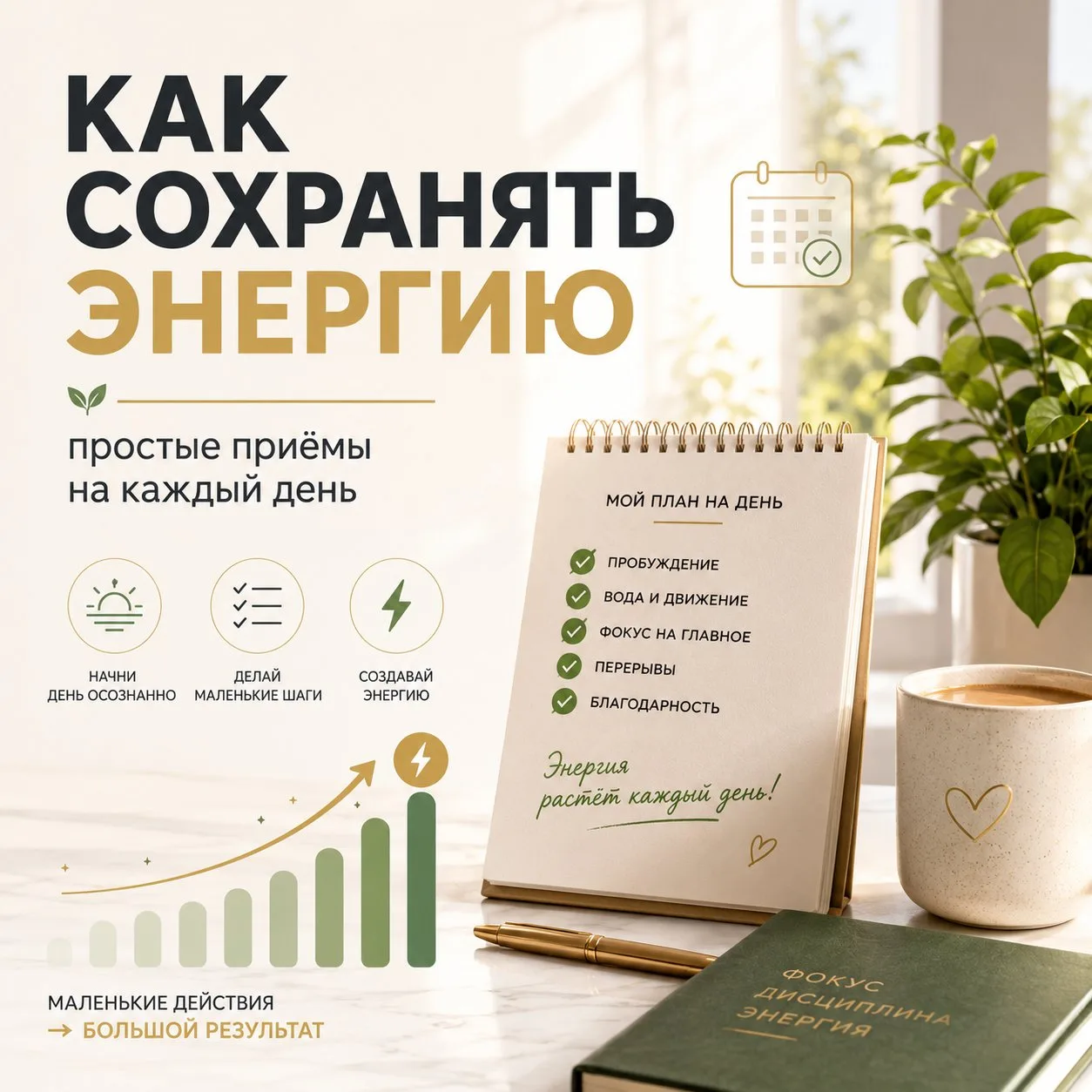 ⚡ КАК СОХРАНЯТЬ ЭНЕРГИЮ В ТЕЧЕНИЕ ДНЯ

У меня лучше всего работает не история “с утра сразу берись з