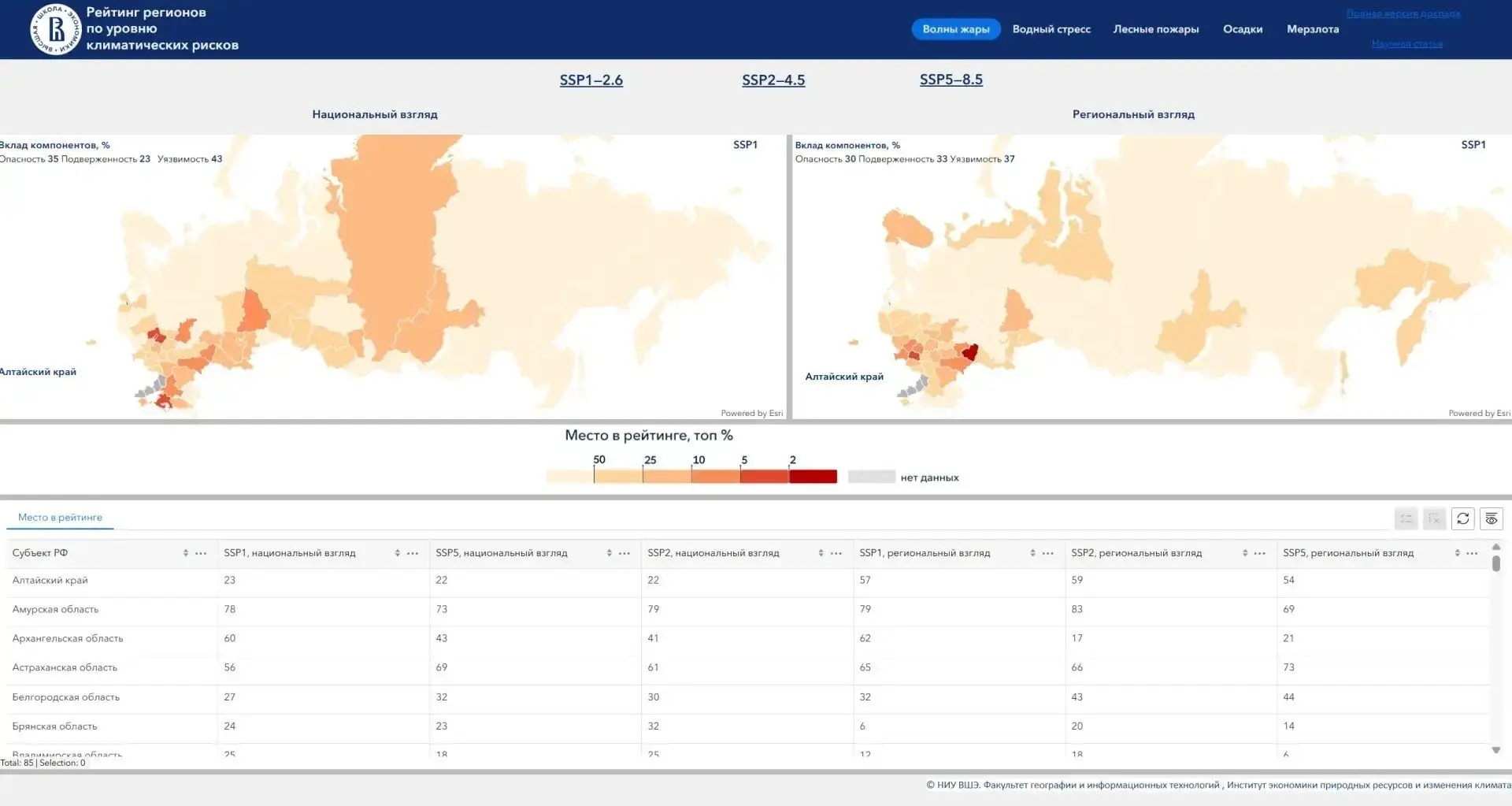 Климатические риски регионов России оценили в интерактивном рейтинге: от волн жары до д...