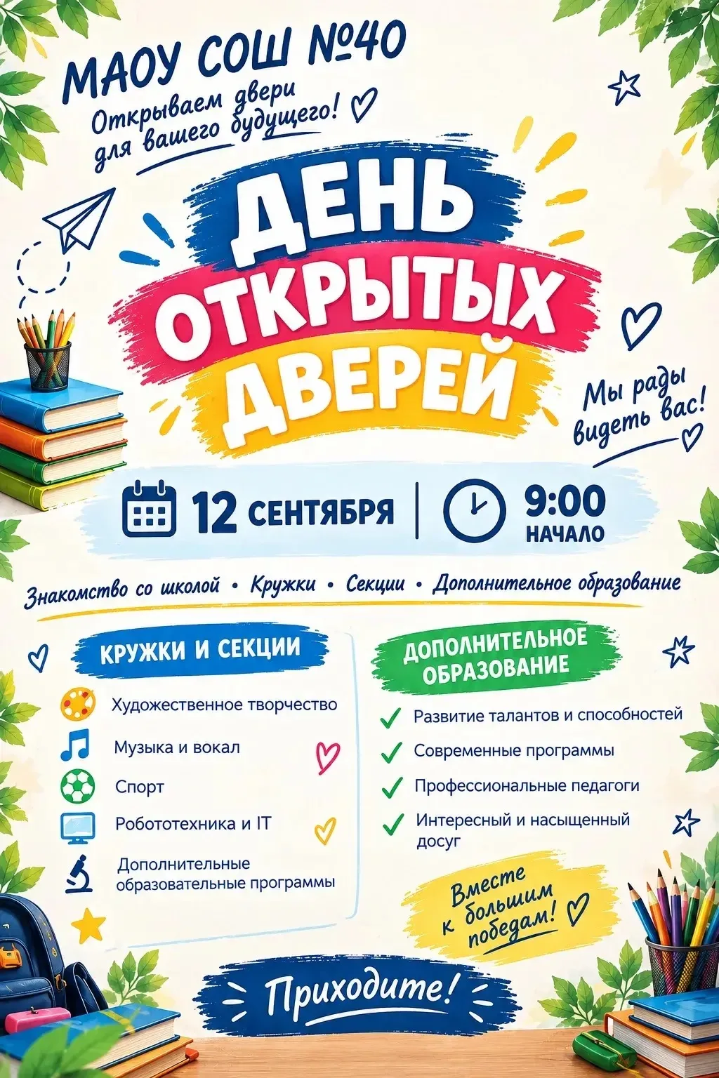 📢 Внимание! День открытых дверей! 🏫