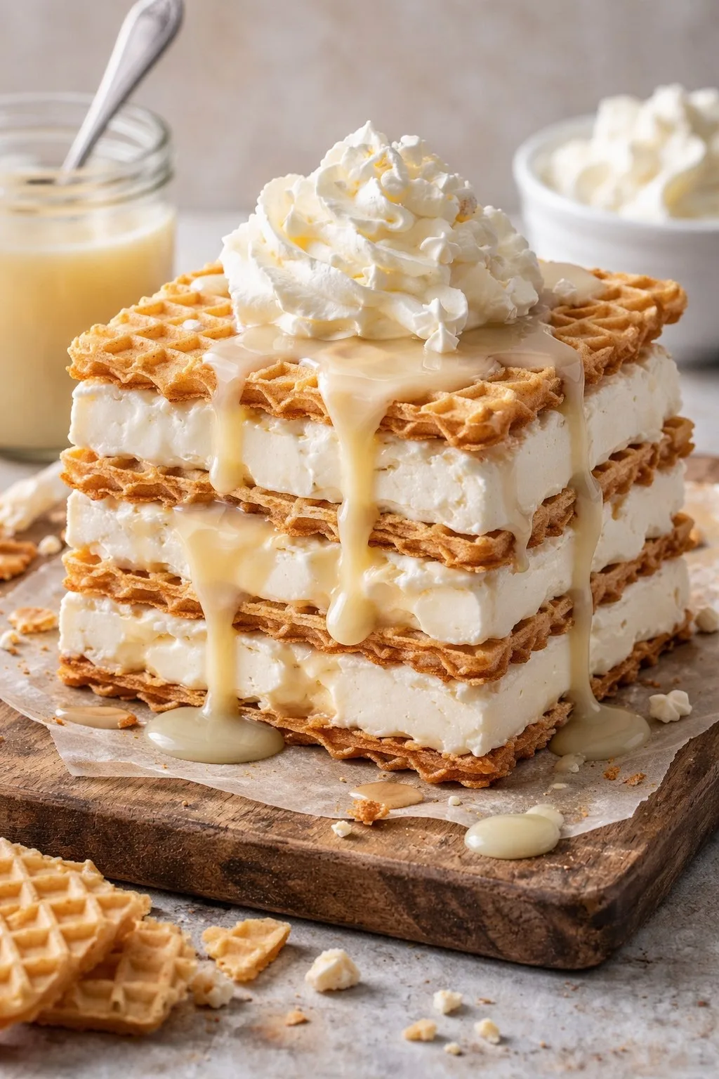 Мороженое дома 🍨

Ингредиенты:

🍶 Сливки 33% 500мл
🍯 Сгущенка 1 банка
🧇 Вафельные коржи 2шт (они