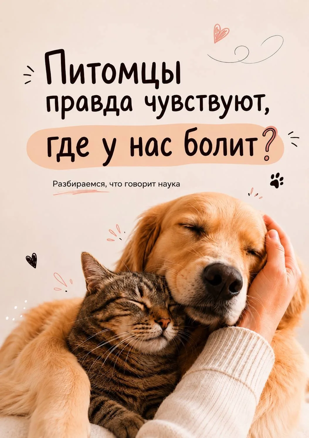 Иногда кажется, что собака или кошка точно знают: «хозяину плохо, нужно лечь рядом, ткн...
