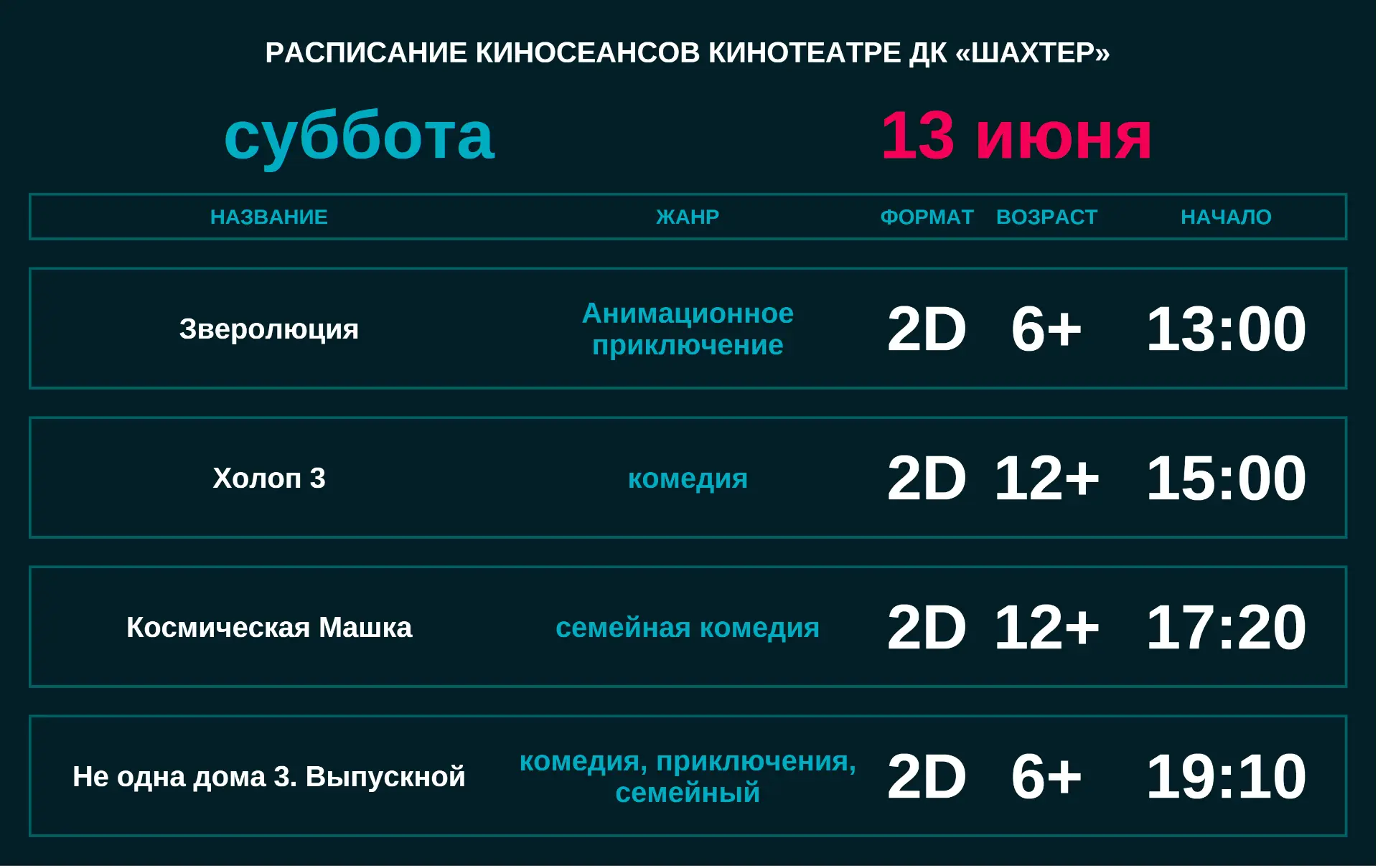Расписание на сегодня