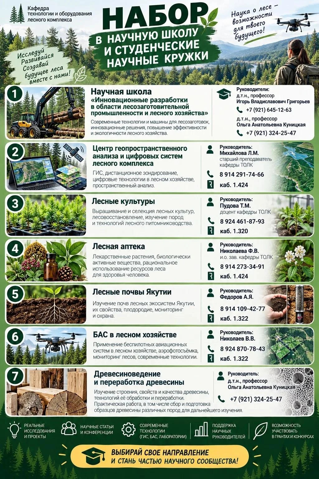 🔬🌲 ОТКРЫТ НАБОР В НАУЧНУЮ ШКОЛУ И СТУДЕНЧЕСКИЕ НАУЧНЫЕ КРУЖКИ!
