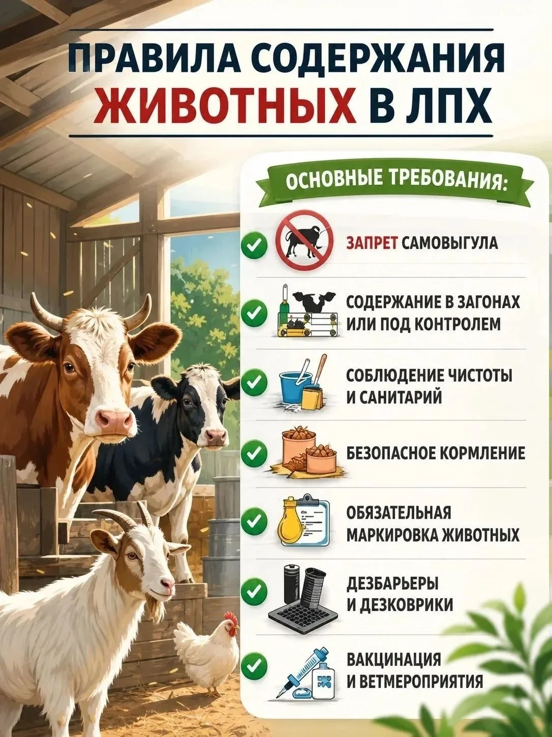 📔Правила содержания сельскохозяйственных животных🐎🐂🐏🐐🐓