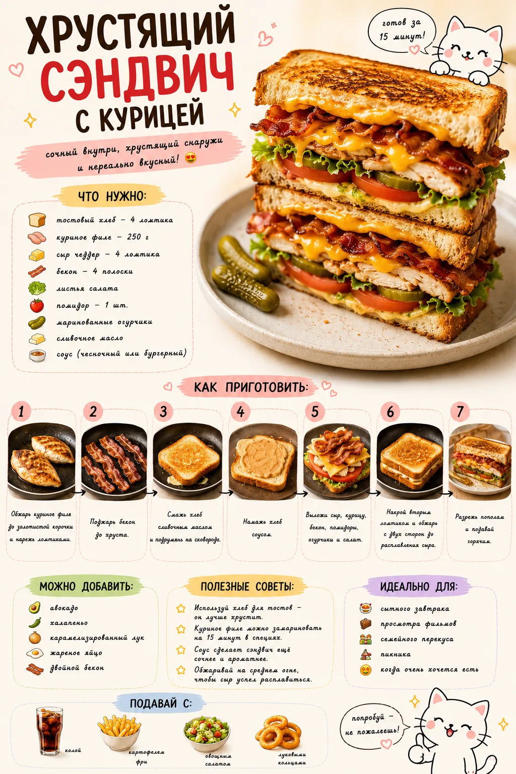 🥪 ХРУСТЯЩИЙ СЭНДВИЧ С КУРИЦЕЙ
