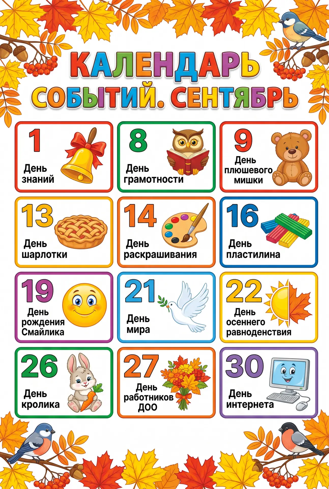 🍁 КАЛЕНДАРЬ СОБЫТИЙ: ВСТРЕЧАЕМ СЕНТЯБРЬ! 🔔