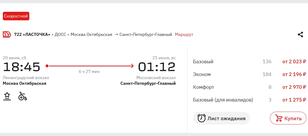 Больше путешествий между Москвой и Санкт-Петербургом