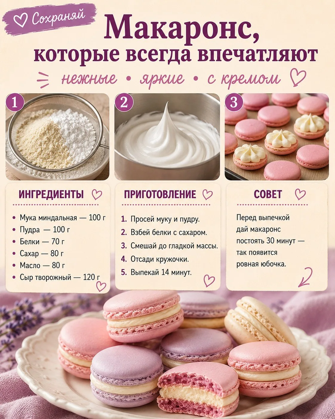 💜 Макаронс — нежный десерт, который всегда выглядит празднично!