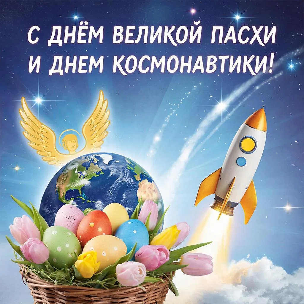 🌟 Христос Воскресе!

В этот особенный день, когда мы отмечаем Великую Пасху и День космонавтики, пу