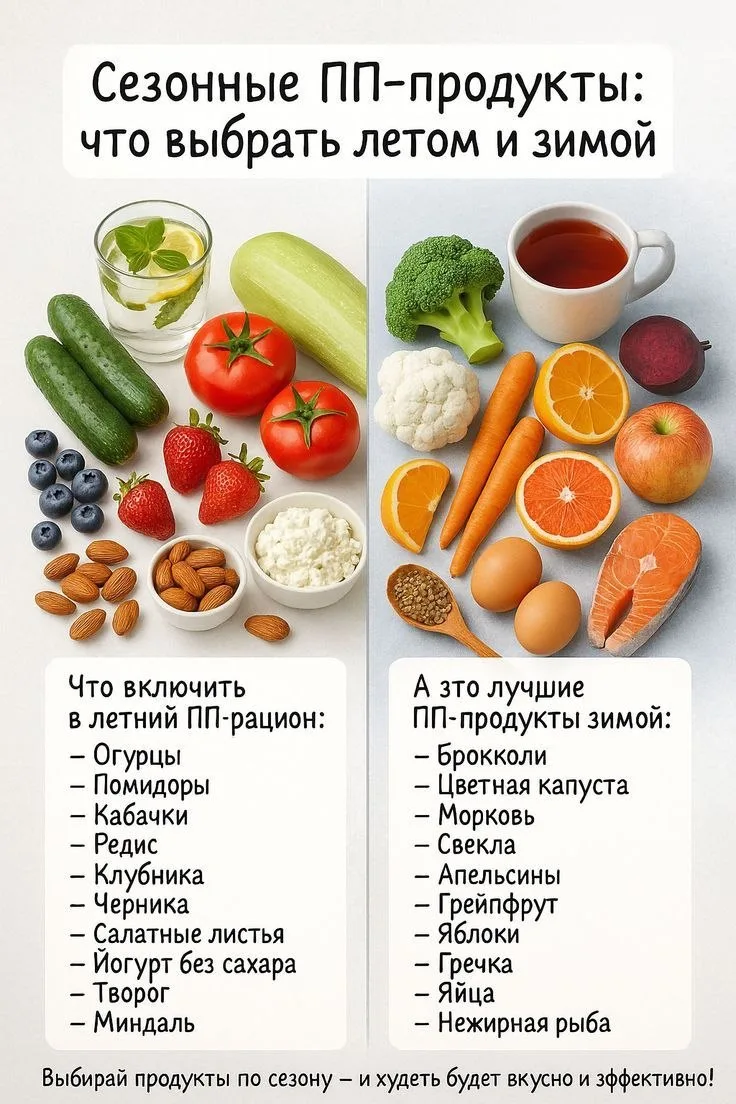 Сезонные ПП-продукты: что выбрать летом и зимой.